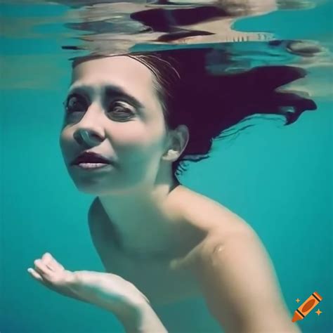 Woman Submerged In Crystal Clear Water With Focus On Her Face On Craiyon