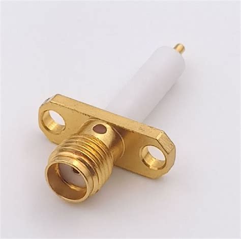 50 Ohm Female Sma Connector Pcb Mount With 2 Holes Flange Gold Plated