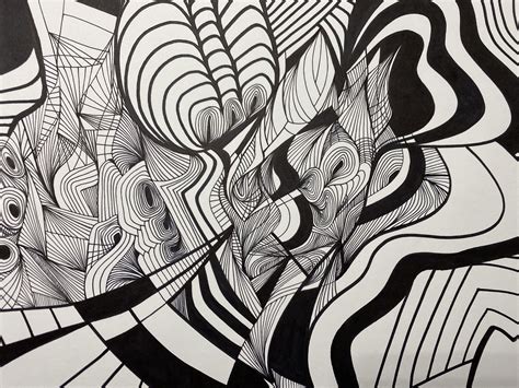 Zen Art Unique Line Art Abstract Black and White Design - Etsy | Line art, Trippy drawings ...