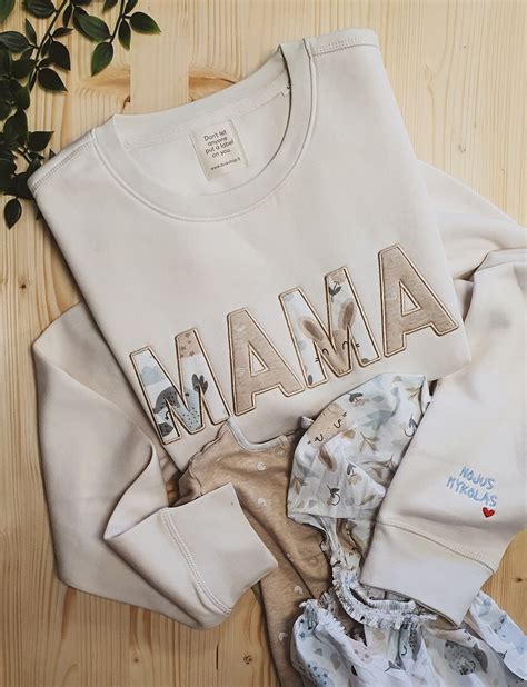 Mama Embroidered Baby Outfit Keepsake Applique Sweatshirt Gift for Mom ...