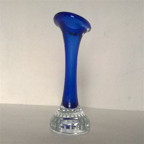 Aseda Glasbruk Cobalt Blue Jack In The Pulpit Or Bone Vase Controlled Bubble Swedish By