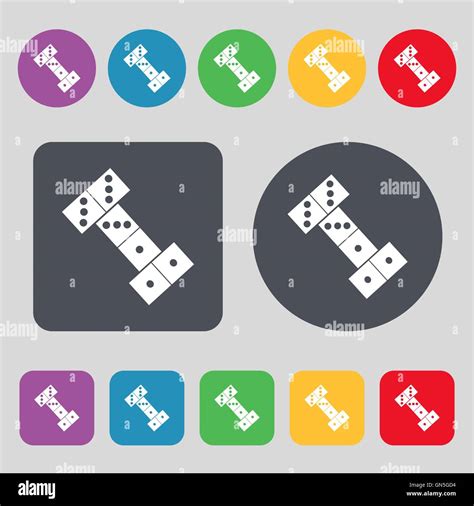 Domino Icon Sign A Set Of 12 Colored Buttons Flat Design Vector