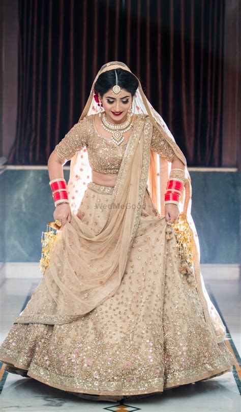 Photo Of Nude Gold Sequin Work Bridal Lehenga Artofit