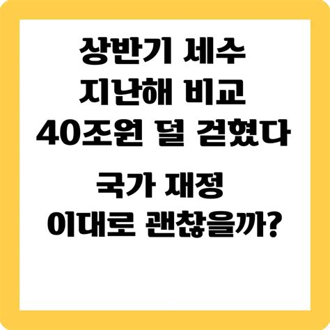 올해 상반기 세수 40조원 덜걷혔다 국가재정 이대로 괜찮을까