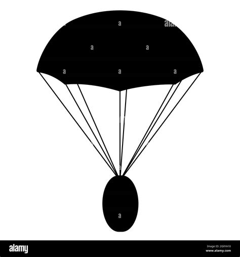 Airdrop Concept Parachute With Coin Silhouette Icon Isolated On White