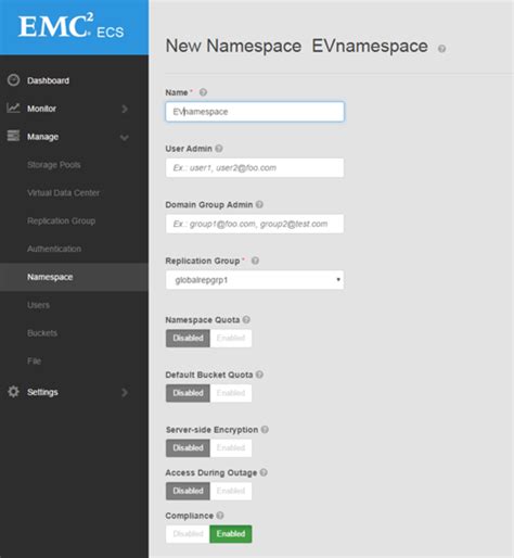 Namespace Compliance Dell Ecs Using Veritas Enterprise Vault Dell