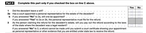 Irs Form Instructions Tax Refund On A Decedent S Behalf