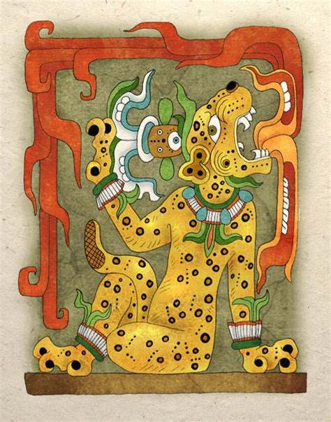 Ancient Aztec Jaguar God Art Print Mayan