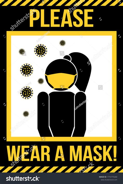 Please Wear Mask Awareness Lettering Poster Stock Vector (Royalty Free ...