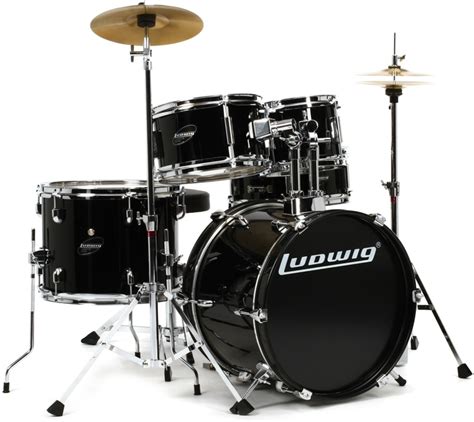 Ludwig 5 Piece Junior Drum Set With Cymbals And Hardware Black