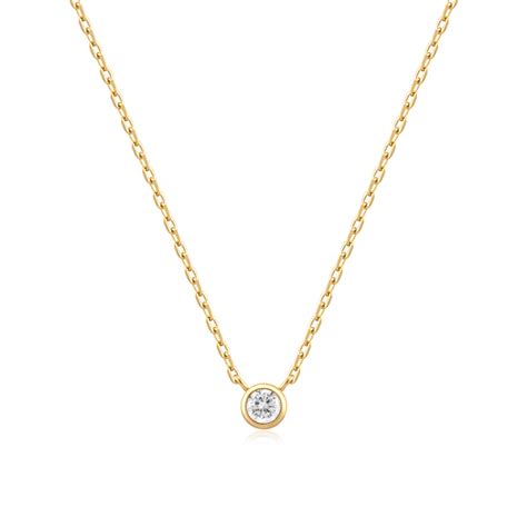 ANIA HAIE Gold Round Solitaire Cubic Zirconia Necklace - Jewellery from