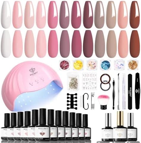 Amazon Beetles Gel Nail Polish Kit With Uv Light Base Gel Top Coat Colors Nude Neutral