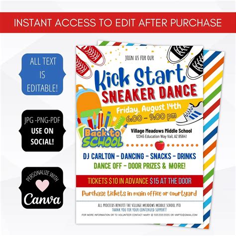 Back To School Sneaker Dance Party Invite Simple Desert Designs