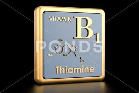 Vitamin B Thiamine Icon Chemical Formula Molecular Structure D