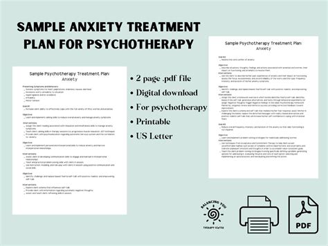 Sample Psychotherapy Treatment Plan For Anxiety Tool For Therapists