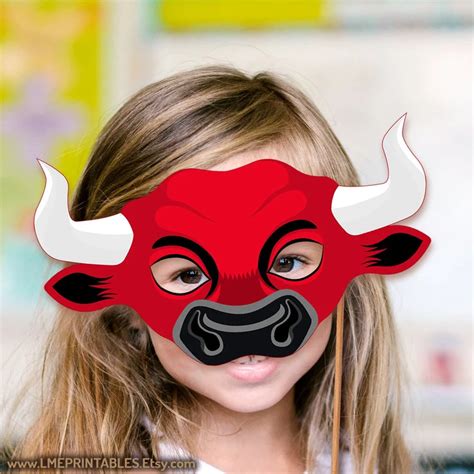 Red Bull Mask Printable Ox Buffalo Paper Costume Halloween Animal Farm