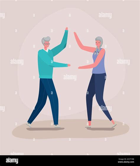 Senior Woman And Man Cartoons Dancing Design Activity Theme Vector