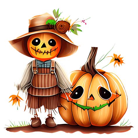 Adorable Cute Scarecrow With Pumpkin Head Creative Fabrica