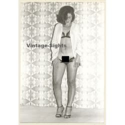 Cheeky Semi Nude Pulls Down Panties Curtains Vintage Photo GDR 1980s