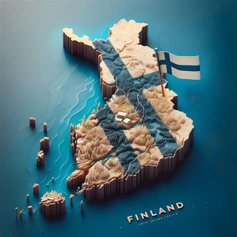 Premium Ai Image Finland Map With Waving Flag Of Country Realistic Photo