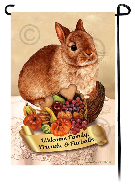 Rabbit Netherland Dwarf Cinnamon Thanksgiving Garden Flag Arks N