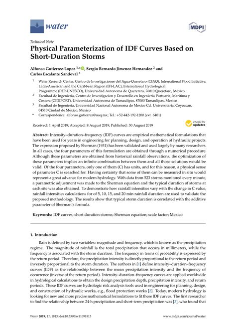 Pdf Physical Parameterization Of Idf Curves Based On Short Duration