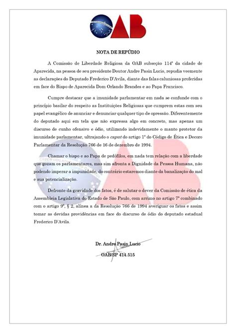 Nota De Rep Dio Da Oab Crb Nacional