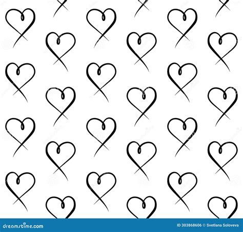 Vector Seamless Pattern Of Hand Drawn Heart Stock Vector Illustration