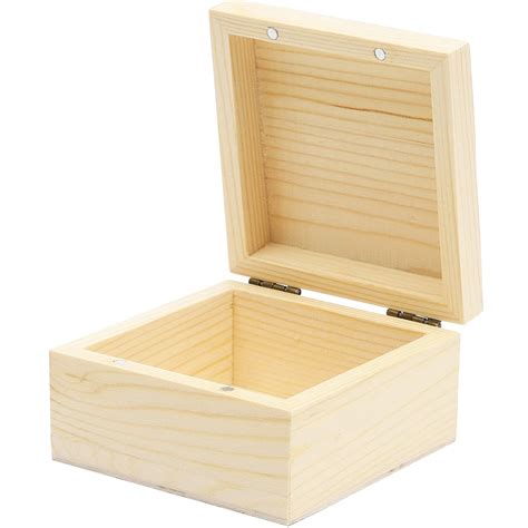 Small Unfinished Wood Box With Hinged Lid