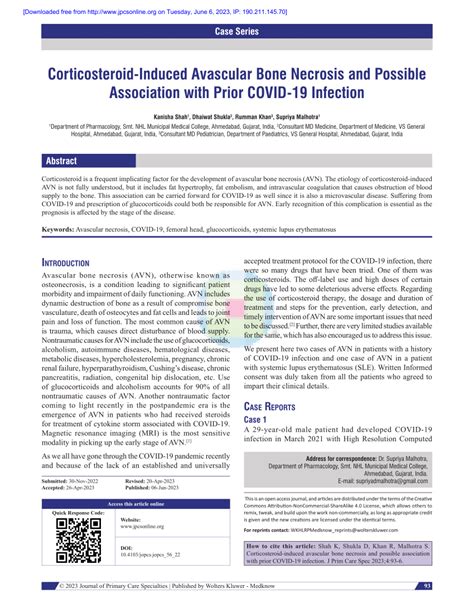 PDF Corticosteroid Induced Avascular Bone Necrosis And Possible