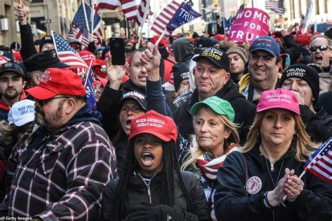 Trump Supporters Gather Outside Trump Tower In New York For A Happy No