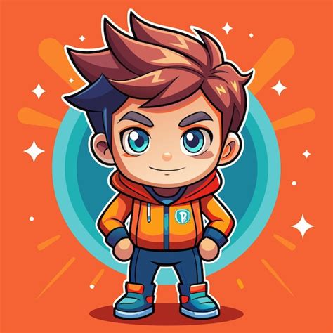 Premium Vector Cartoon Boy Character With Blue Eyes Brown Hair And