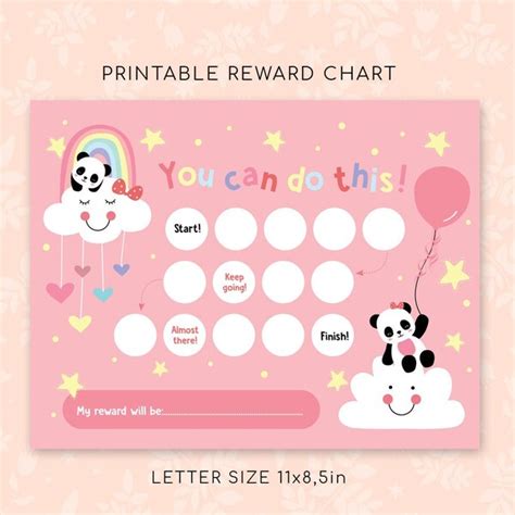 Printable Rainbow Sun Reward Chart Girl S Sticker Chart Instant Download Reward Chart Reward