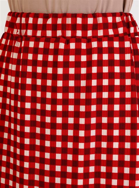 Red Checkered Fully Lined Skirt