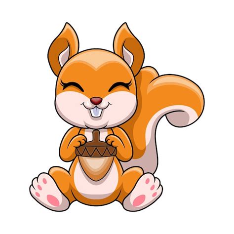 Premium Vector Cartoon Funny Squirrel Holding Nut