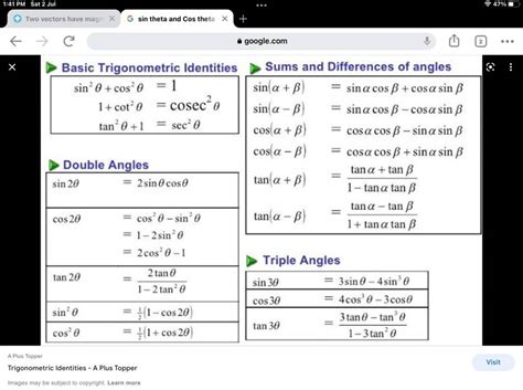 A Plus Topper Trigonometric Identities A Plus Topper Visit Images May B