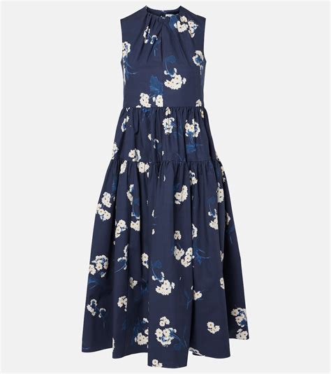 Cotton Midi Dress In Blue Erdem Mytheresa