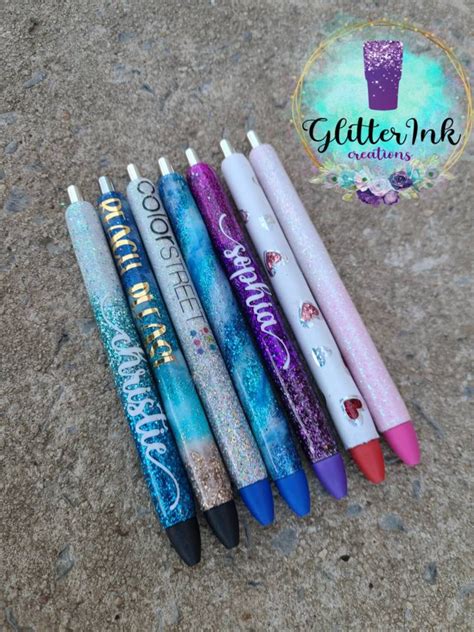 Glitter Pens Personalized Pens Epoxy Resin Gel Pens Etsy