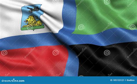 Flag of Belgorod Oblast Waving in the Wind. 3D Illustration Stock ...