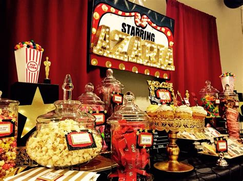 Hollywood theme candy table designed by Glam Candy Buffets! | Hollywood ...