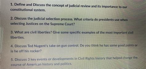 Solved 1 Define And Discuss The Concept Of Judicial Review