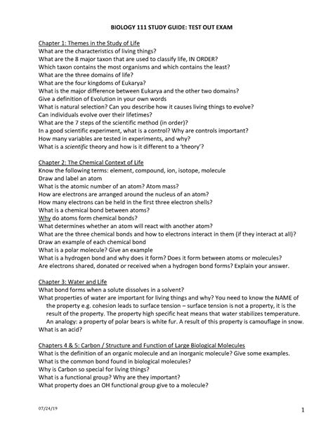 Biology 111 Practice Test And Answers 1