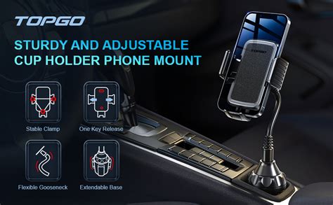 Topgo Upgraded Cup Holder Phone Holder For Car Car Cup Holder Phone