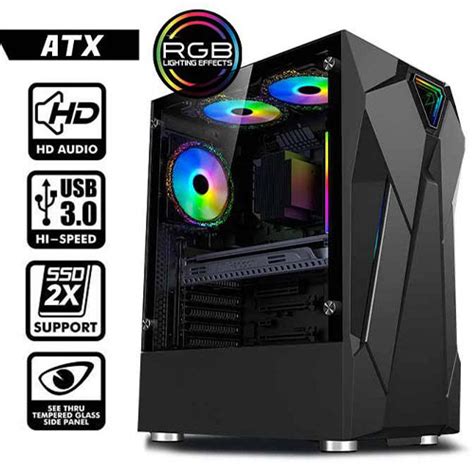 Armaggeddon Atx Rgb Gaming Pc Case Tron Holo Black Pc