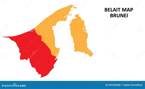 Mapa De Estado Y Regiones De Belait Resaltado En El Mapa De Brunei