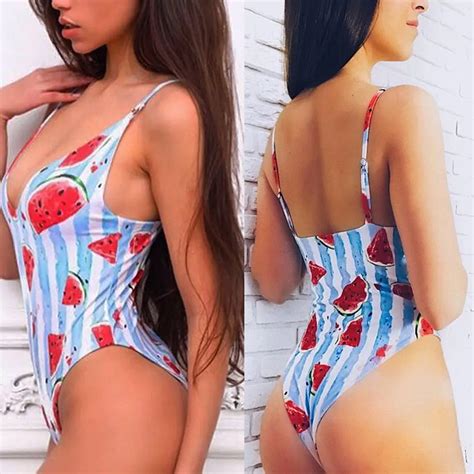 One Piece Women Swimming Costume Padded Bikini Sexy Swimsuit Striped