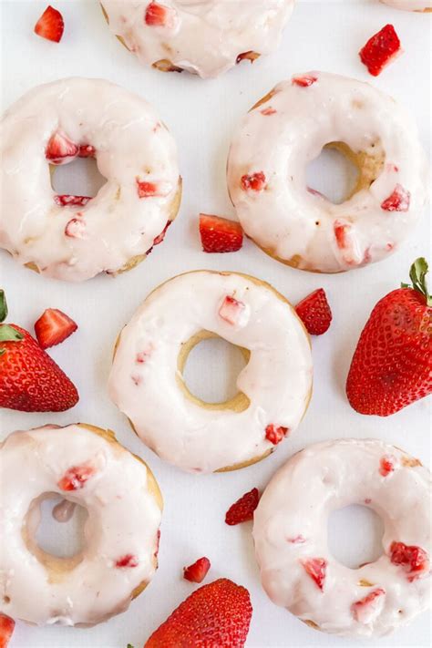 Glazed Baked Strawberry Doughnuts