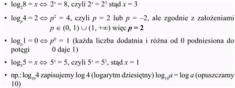 Definicja I W Asno Ci Funkcji Logarytmicznej Matematyka Opracowania Pl