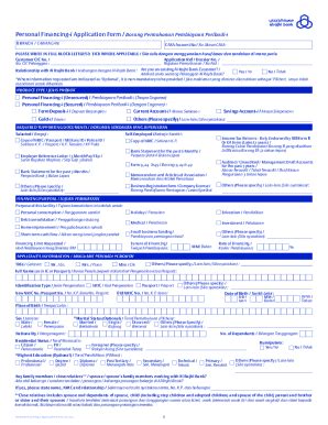 Fillable Online Personal Financing I Application Form Borang Fax