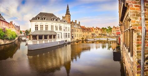 Premium Photo | Panoramic view of famous water canal in bruges